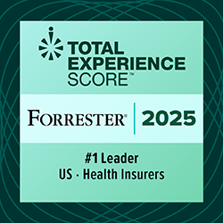Total Experience Score. Forrester 2025. #1 Leader US. Health Insurers