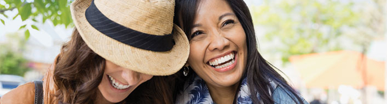 two women laughing