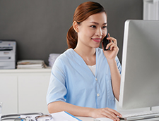 Nurse talking on the phone