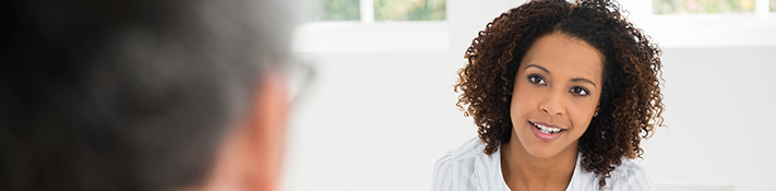 woman having a conversation